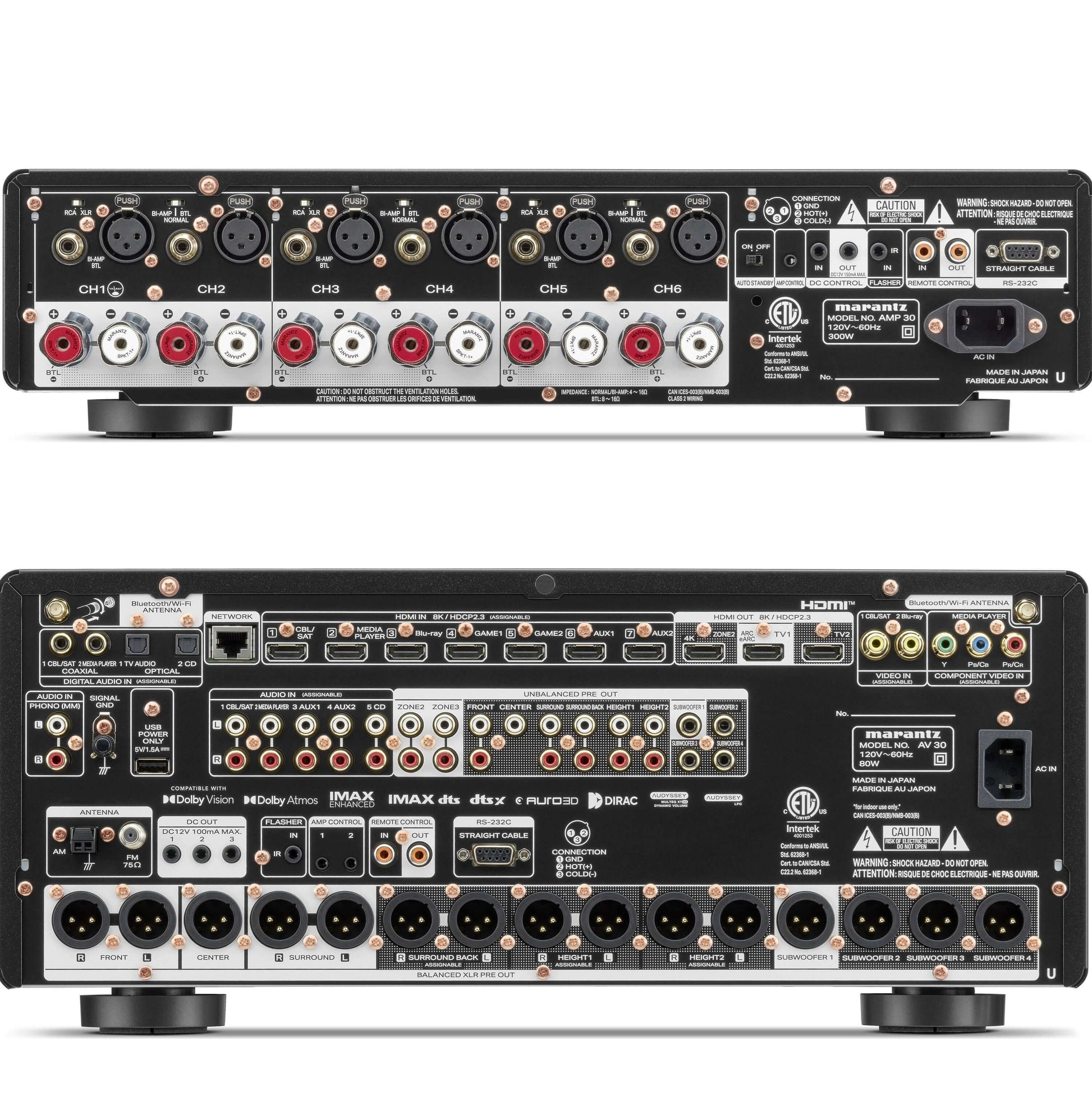 Marantz AV 30 11.4 Channel AV Preamplifier and Marantz AMP 30 6 Channel Power Amplifier Bundle
