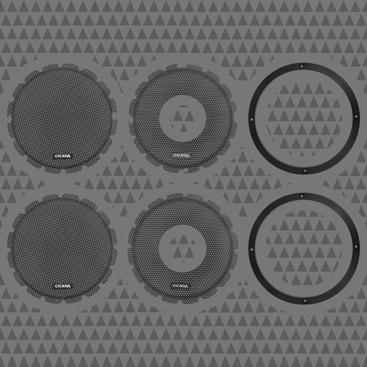 8-INCH FLUSH STYLE BILLET GRILLES – BLACK ALUMINUM RINGS -PAIR