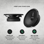 EPICPRO6S 6.5" Slim Midrange Speakers, 200W RMS, 4 Ohms (Pair)