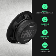 EPICPRO6S 6.5" Slim Midrange Speakers, 200W RMS, 4 Ohms (Pair)