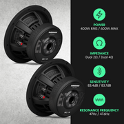 EPICX Series 8" Dual Voice Coil Subwoofer, 400W RMS, Dual 2/4 Ohms