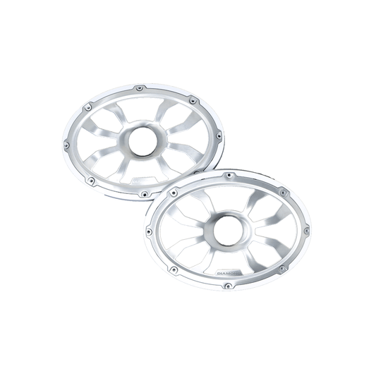 6"x 9" Flush Mount Speaker Grills Brushed Aluminum/White (Pair) - HXM69FGW