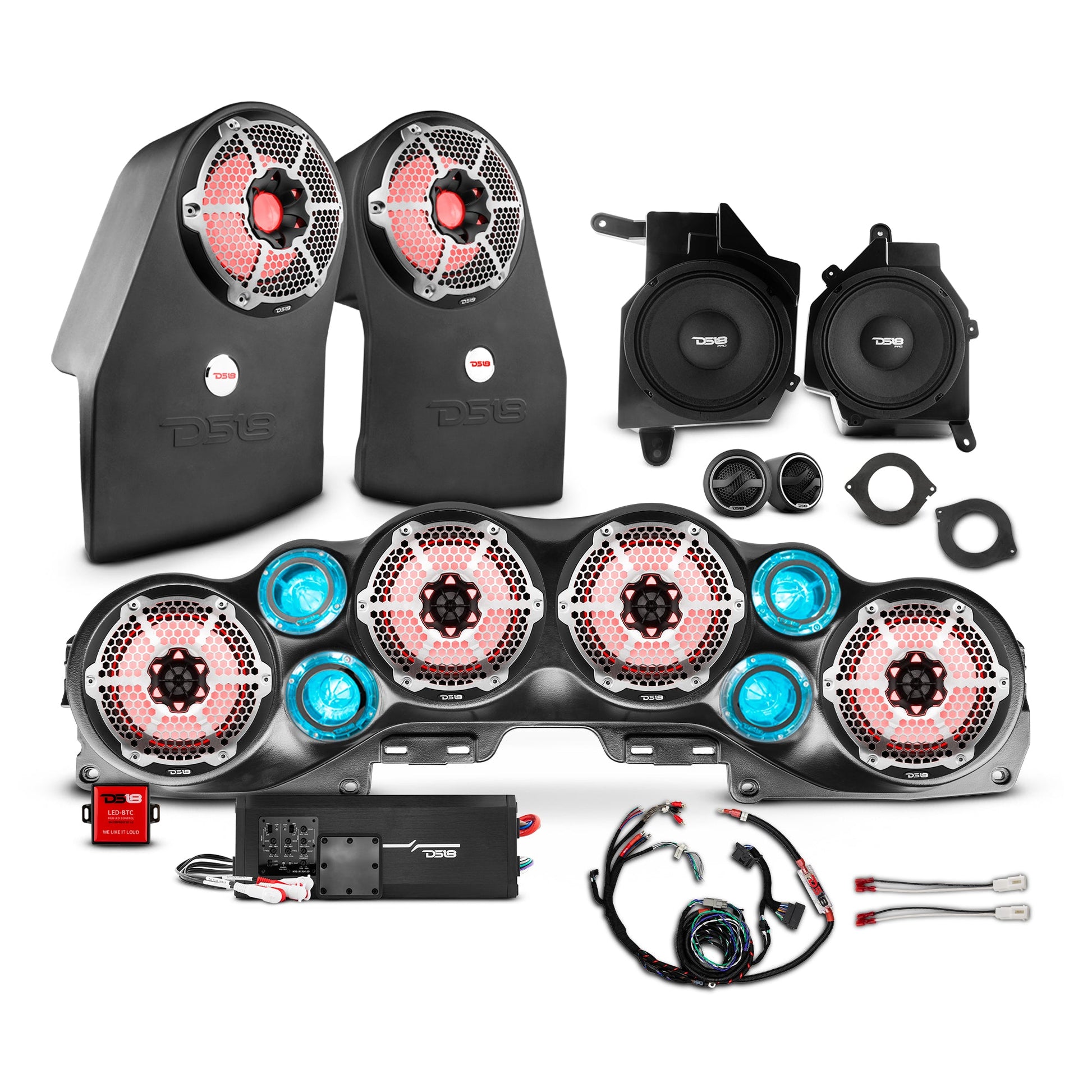 Jeep JL Wrangler 2018–2023 Complete Audio Package – Loaded Sound Bar, Dash Enclosures, Subwoofers & Amplifier