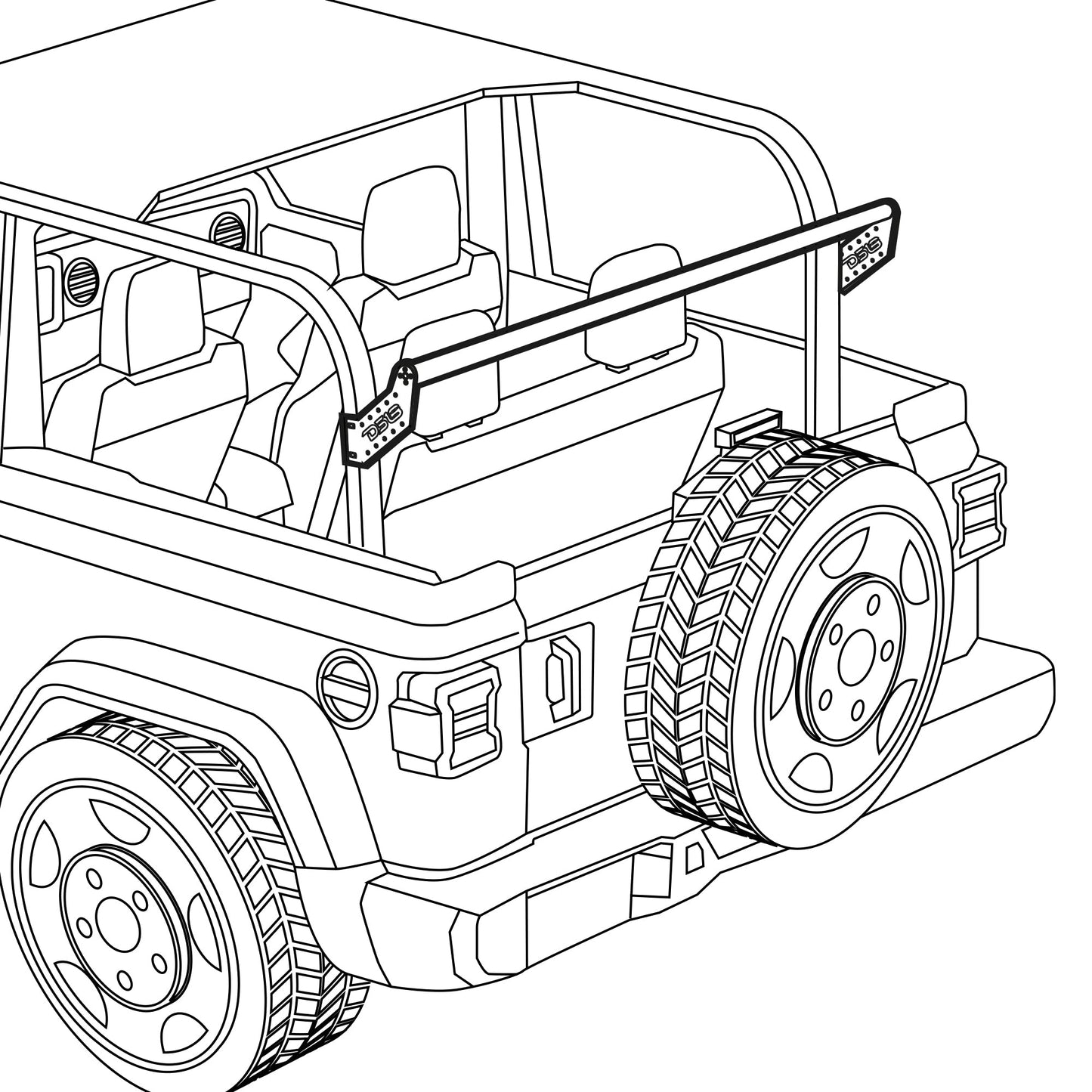 Tower Speaker Mounting Tube for Jeep Wrangler JL 2-Door Hardtop (2018–2023)