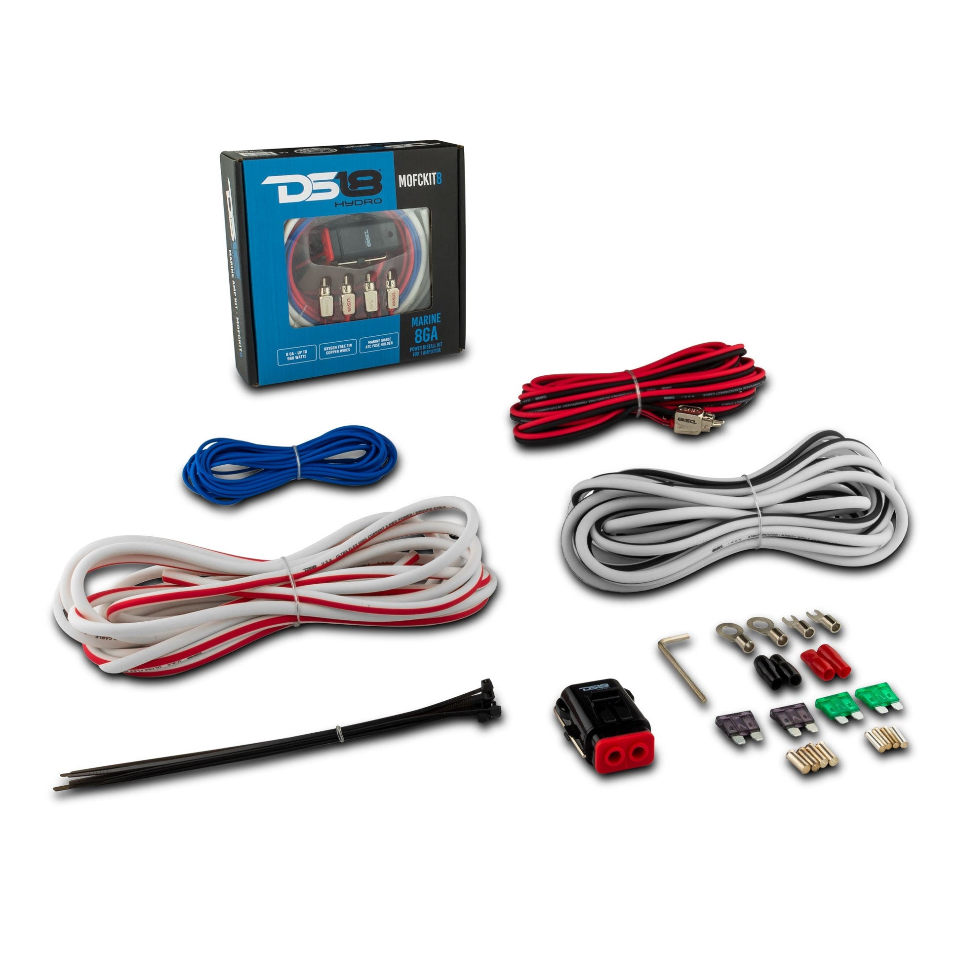8-GA Marine Tinned OFC Amplifier Installation Kit - WHITE