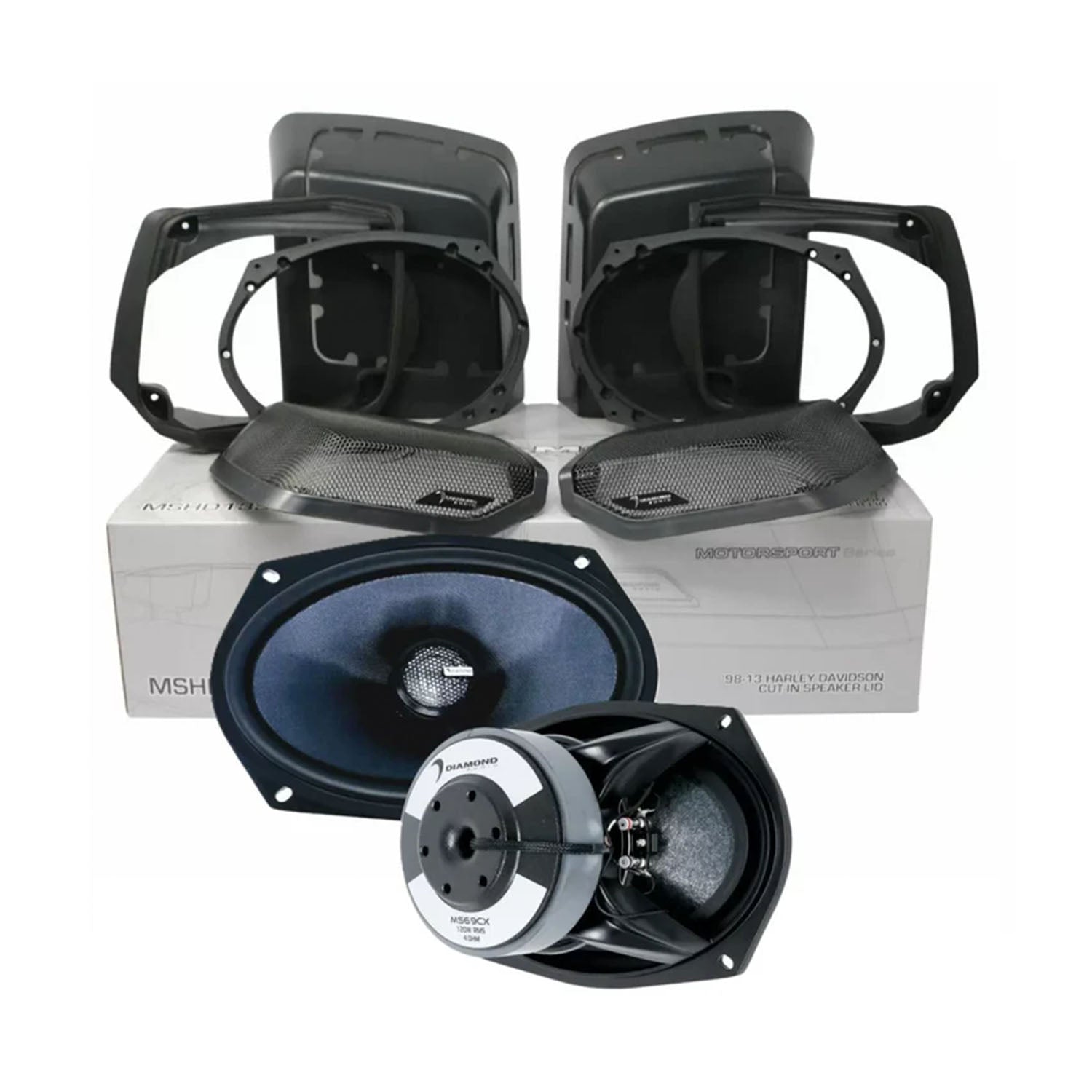 1998-2013 Harley Davidson® Cut In Lid Kit with MS69CX Speaker (4Ω) - MS694CX2LK13