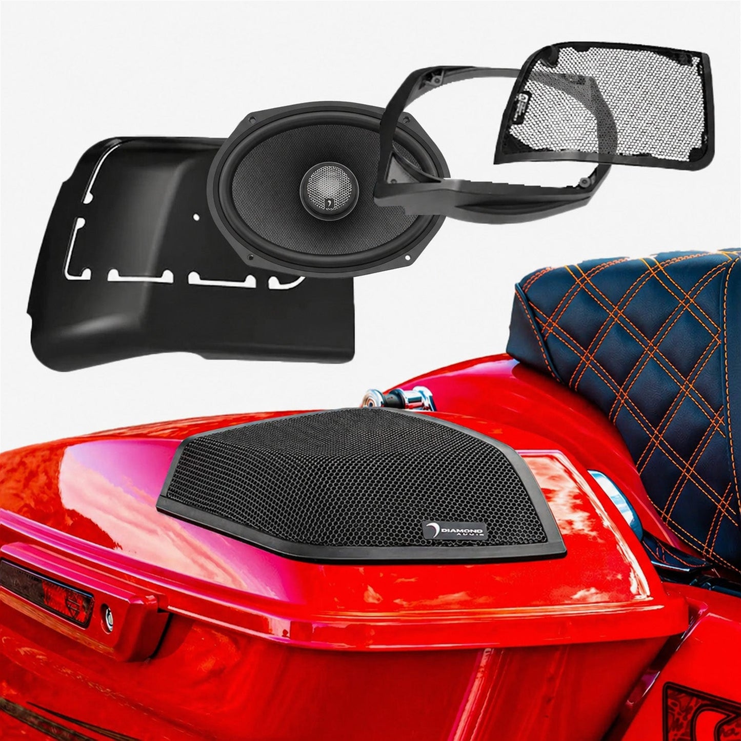 2014-2023 Harley Davidson Cut In SPEAKER Lid Kit with  HXM69F4BK (4Ω) - MSHXM69F4BKLK