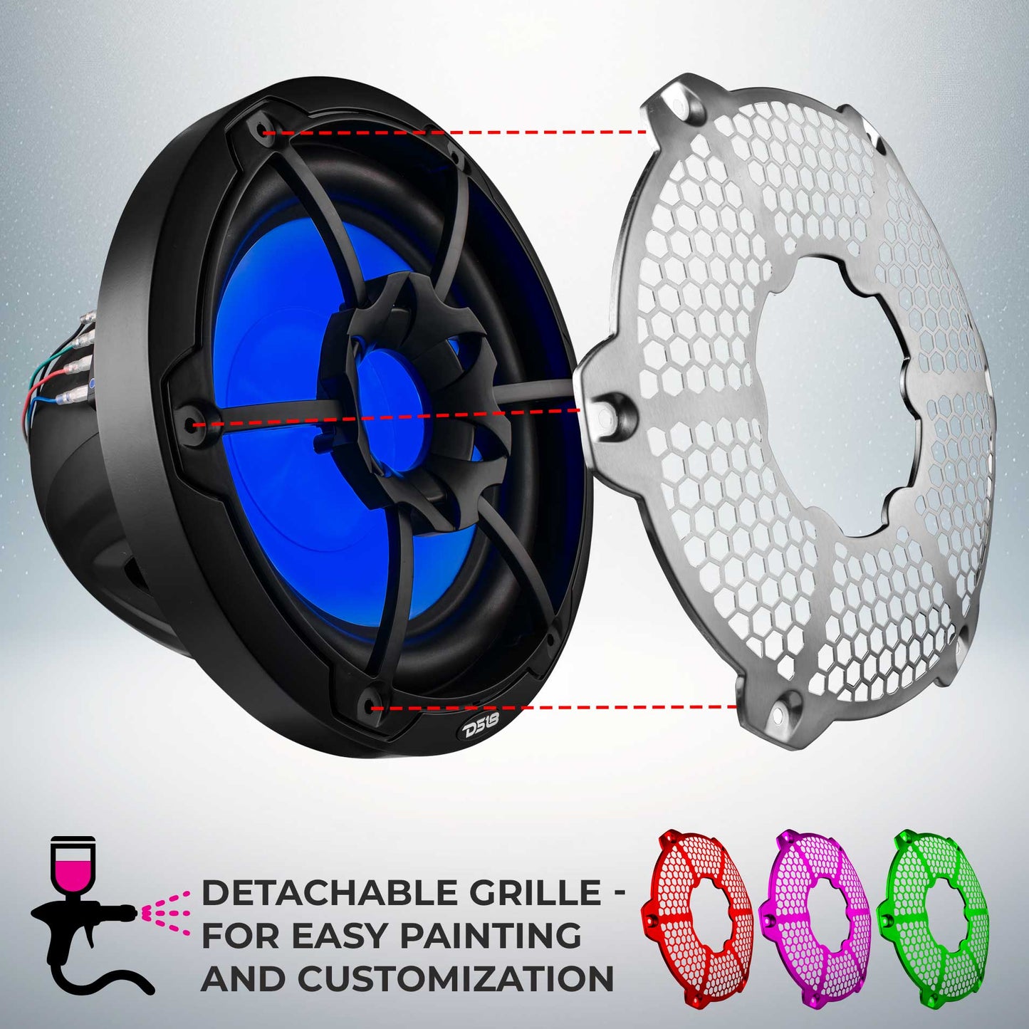 NXL 10" Marine Subwoofer with LED RGB Lights 300 Watts Rms SVC 4-Ohm