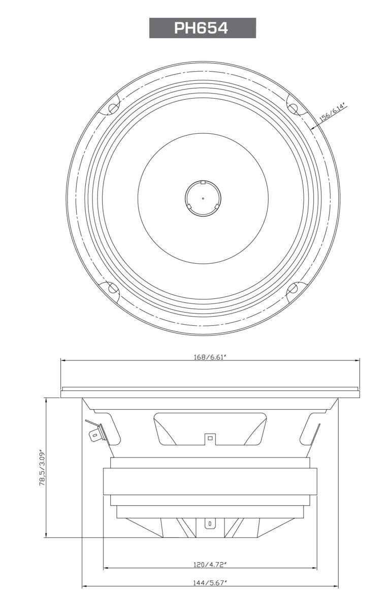 6.5" PRO Series 2-Way Full-Range Coax Horn Speakers  - PH654