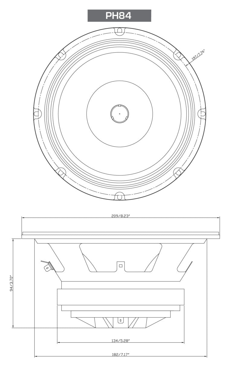 8" PRO Series 2-Way Full-Range Coax Horn Speakers - PH84