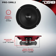 PRO 6.5" Slim Mid-Range Loudspeaker with Water-Resistant Cone | 200W RMS 2-Ohm
