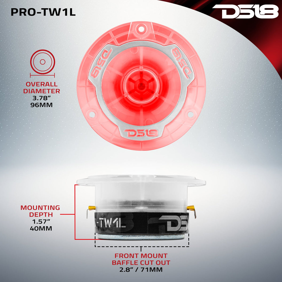3.8" Super Bullet Tweeter with 1" Aluminum Voice Coil with RGB LED Lights