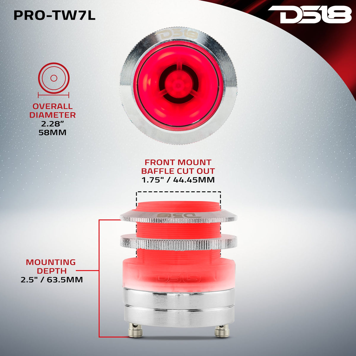 2.3" Neodymium Super Bullet Tweeter 1" Titanium Voice Coil with RGB LED Lights