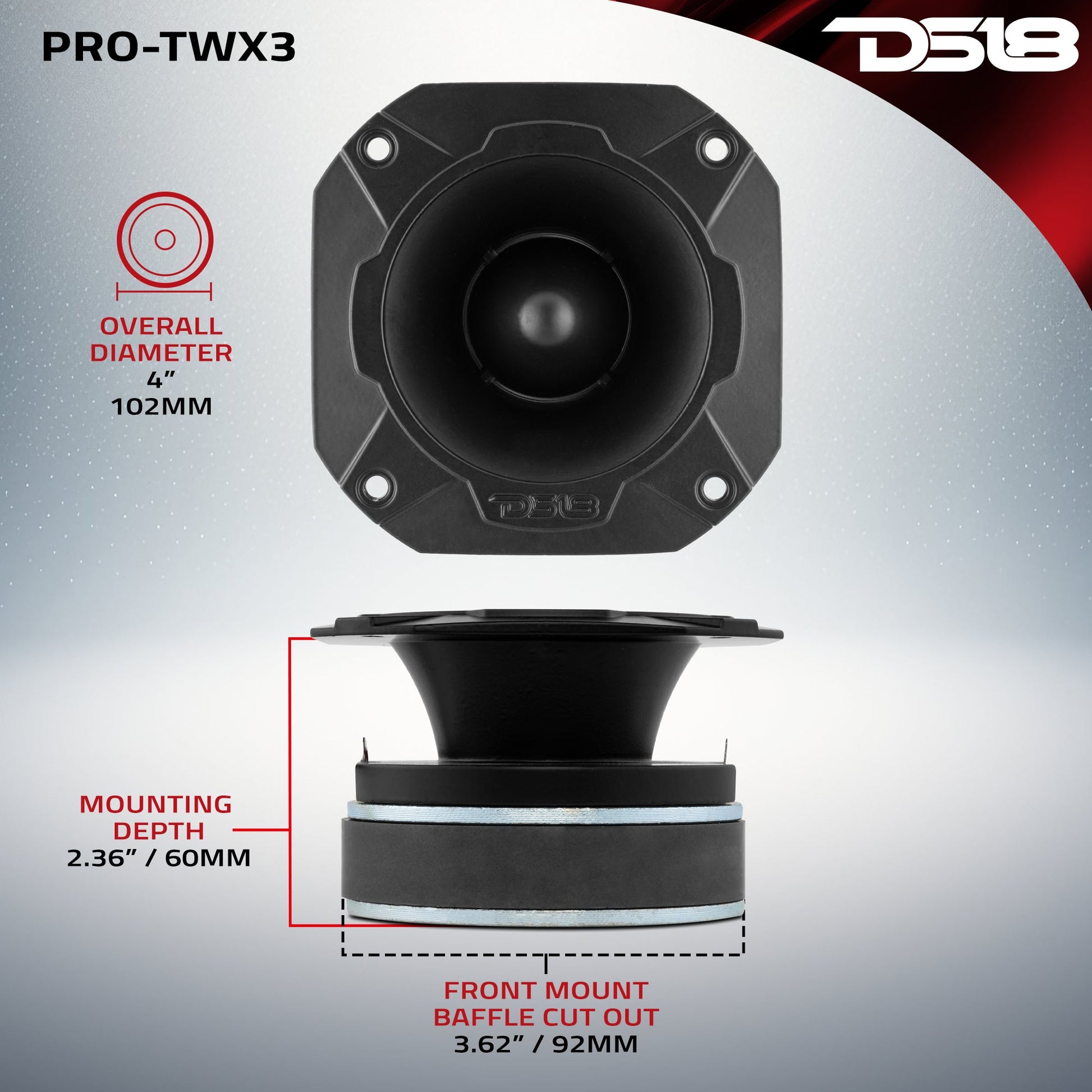 4" Super Bullet Tweeter 250 Watts 1.5" Titanium 4-Ohm Vc
