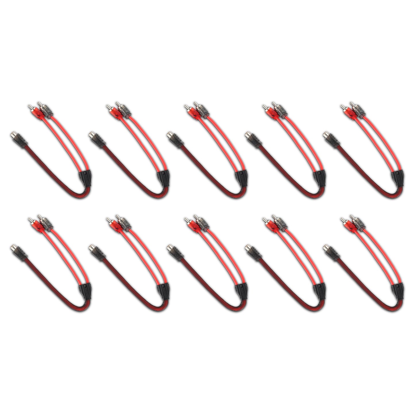 Level 2 RCA 100% Copper OFC Y Connector 1 FEMALE to 2 MALE - 10 Pack