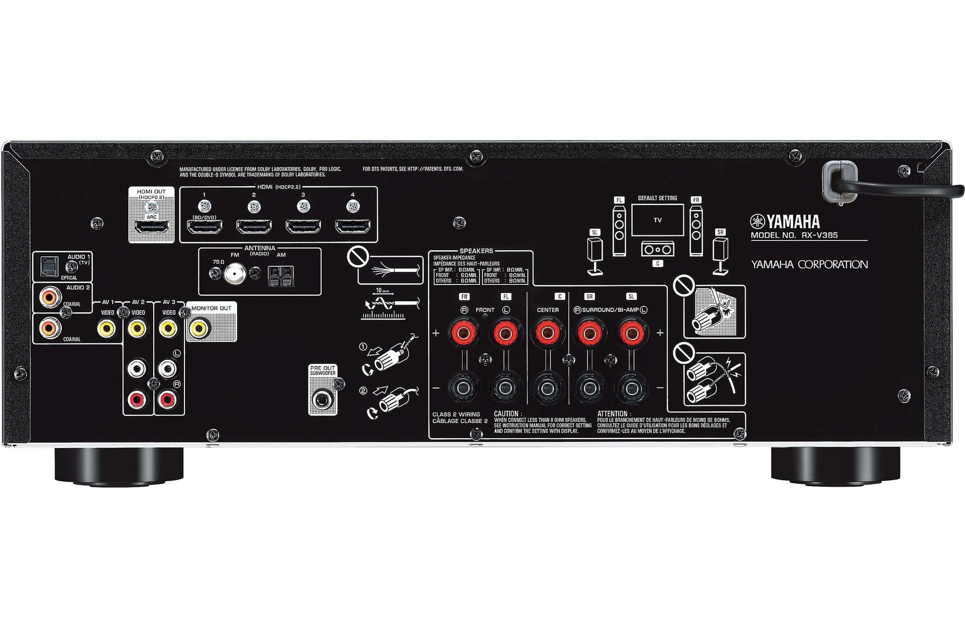 Yamaha RX-V385 5.1 Channel 4K AV Receiver