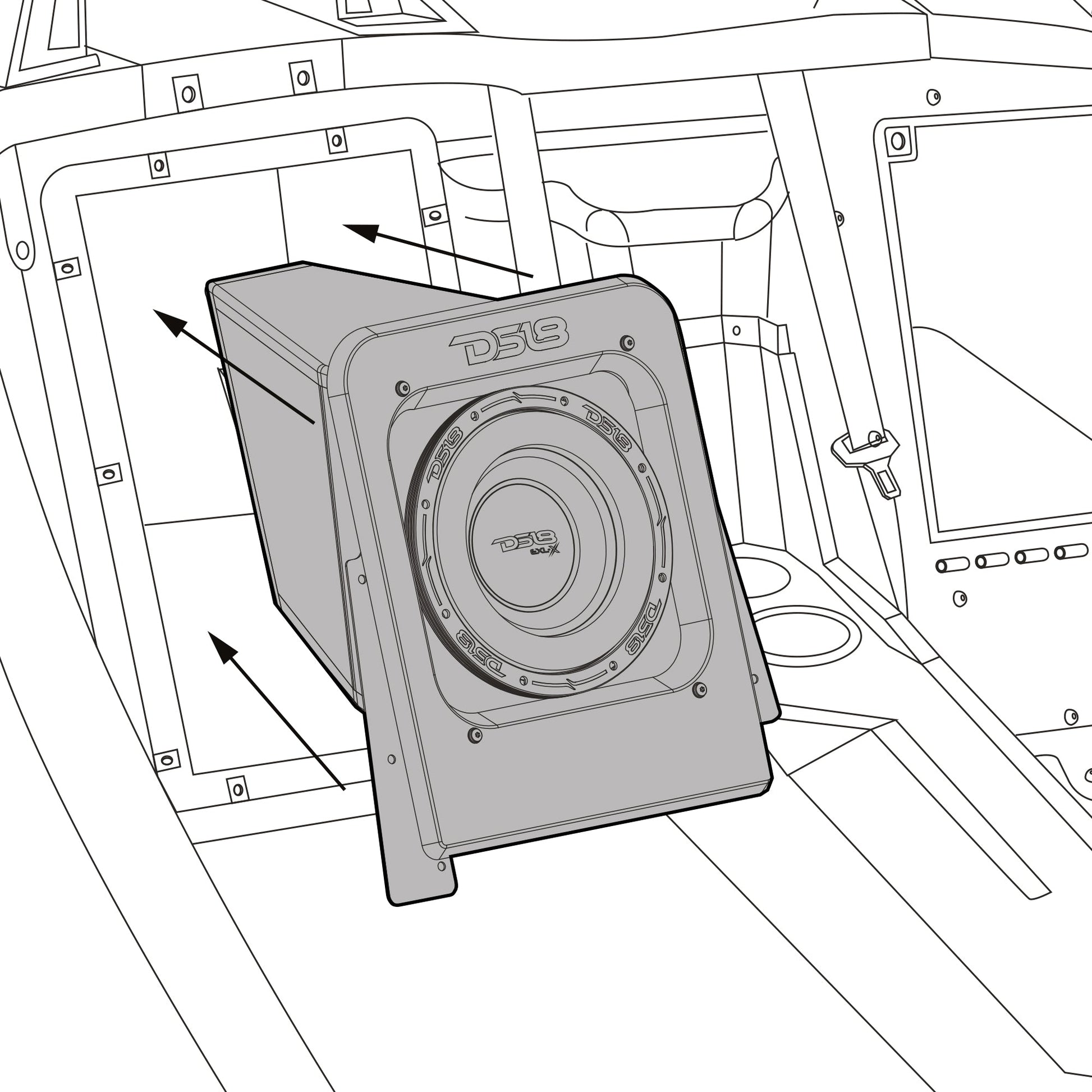 Polaris Slingshot Loaded Rear Sealed 10" Subwoofer Enclosure | Fits Either Passenger or Driver Side | 2015 - Current