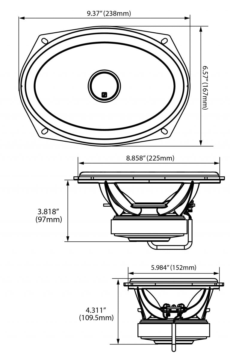 6"x 9” Stroker 2-Way Coax Speakers W/Titanium Dome Tweeter (4Ω) - ST69CX
