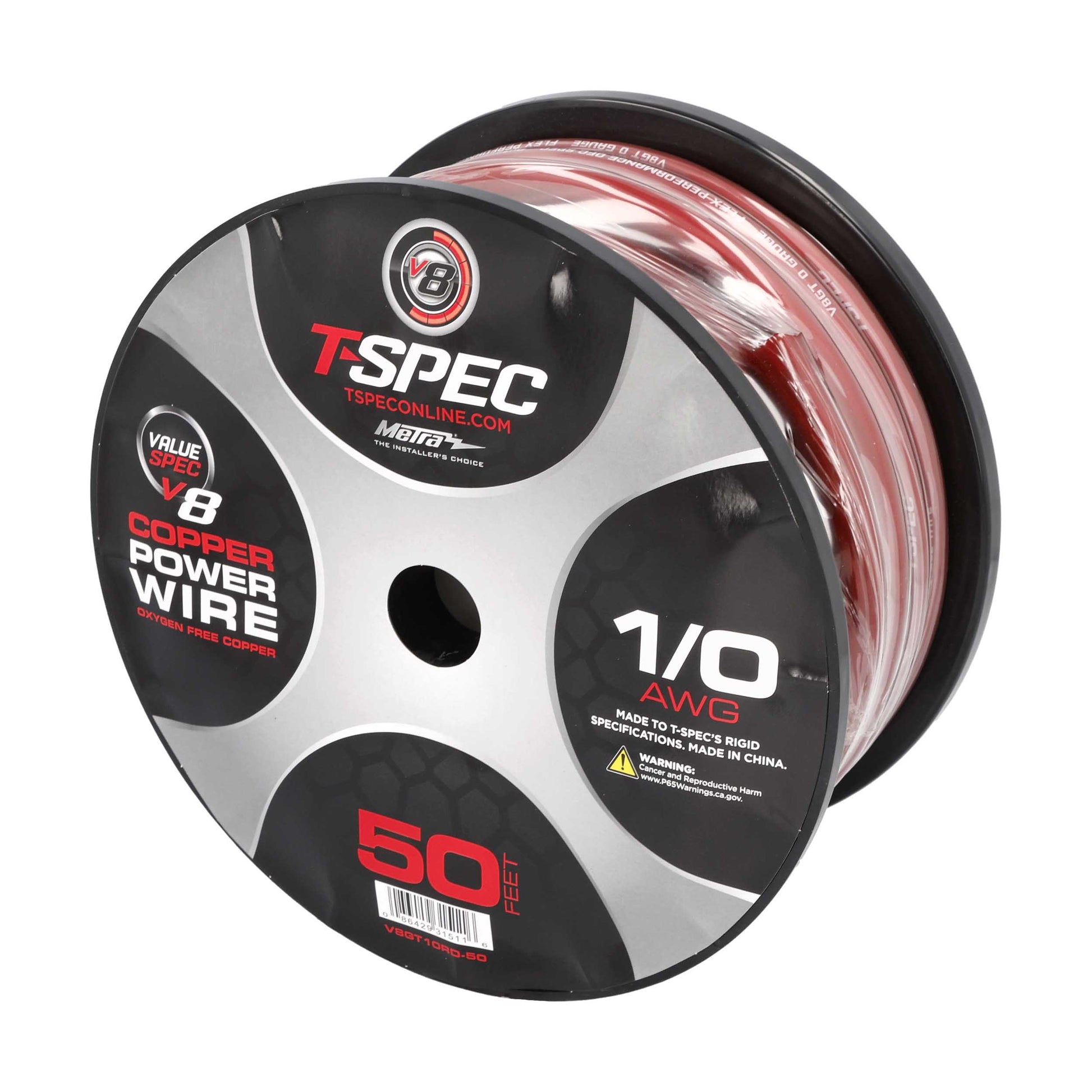 V8GT OFC Power Wire | 1/0 AWG | 50 ft. | Red