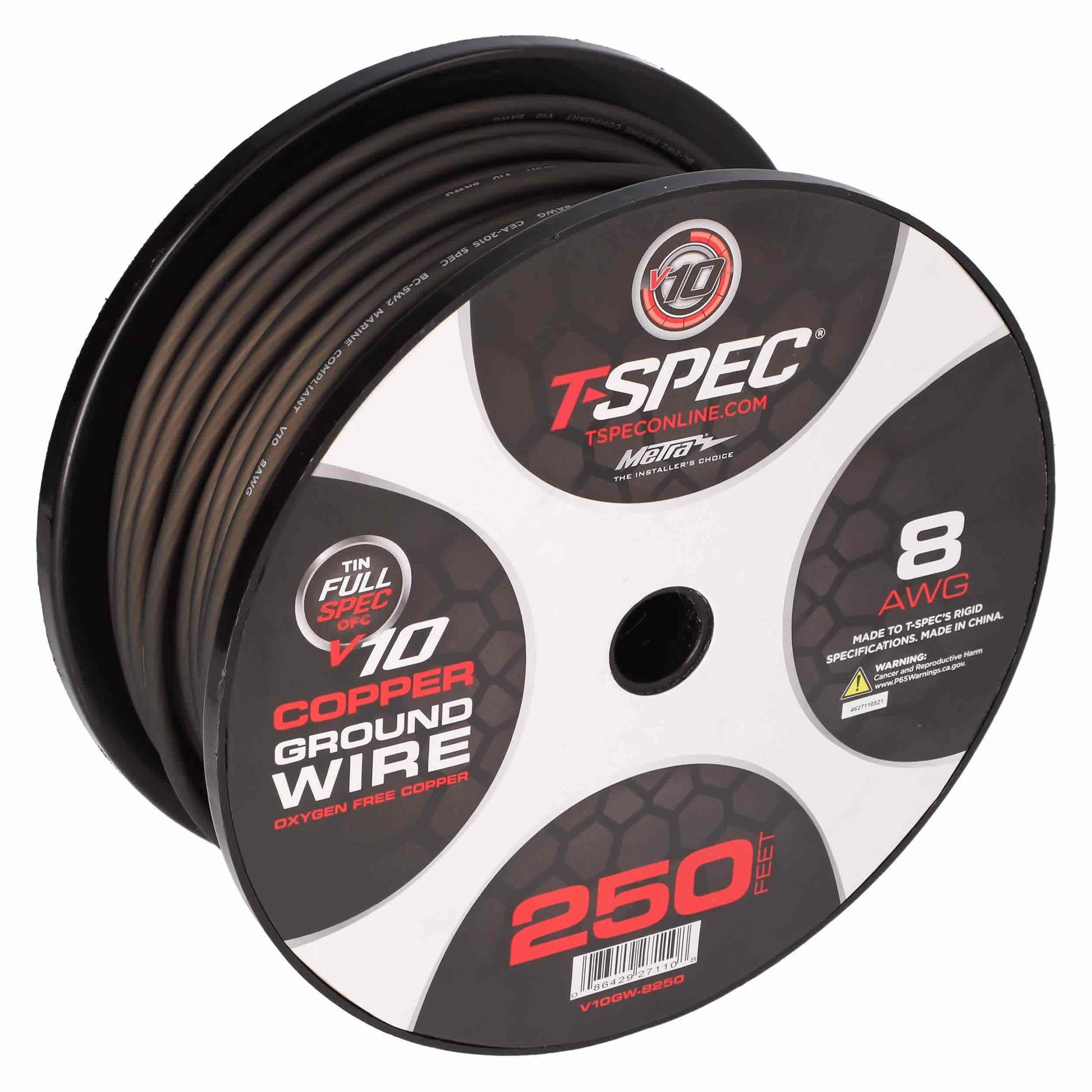V10 OFC Tinned Ground Wire | 8 AWG | 250 ft. | Black