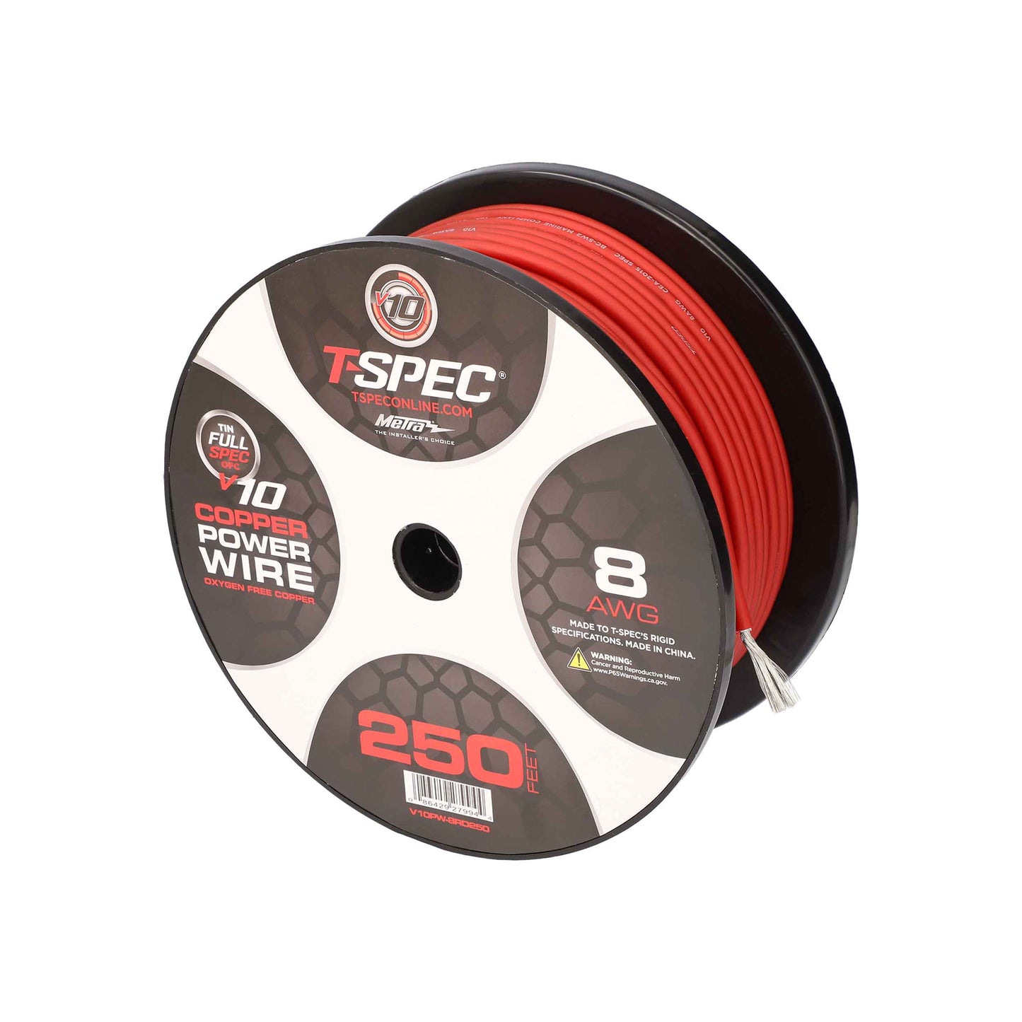V10 OFC Tinned Power Wire | 8 AWG | 250 ft. | Red