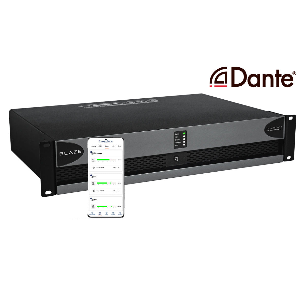 PowerZone Connect -Dante-20 input 6000W 8Ohm-70v 8ch IP Amp