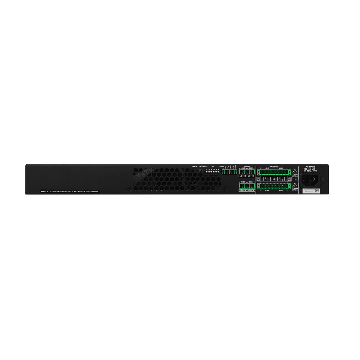 PowerZone 1004 - 4x250w Bal 4-input 8 Ohm-70v Amp, 1U-RK Inc