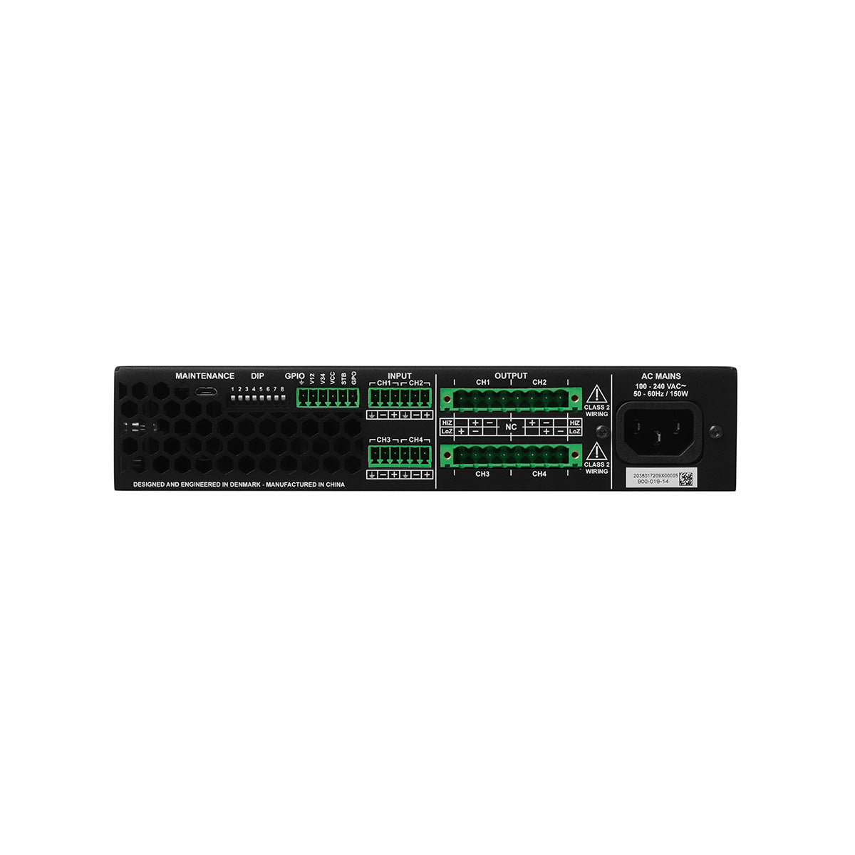 PowerZone 504 - 4x125w Bal 4-input 8 Ohm-70v Amp, 1U-Half Rk