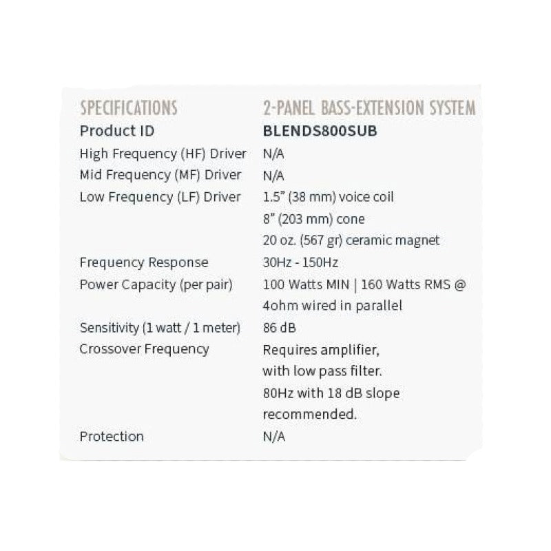 8in 2-inwall panel Invisible Bass-Extension System