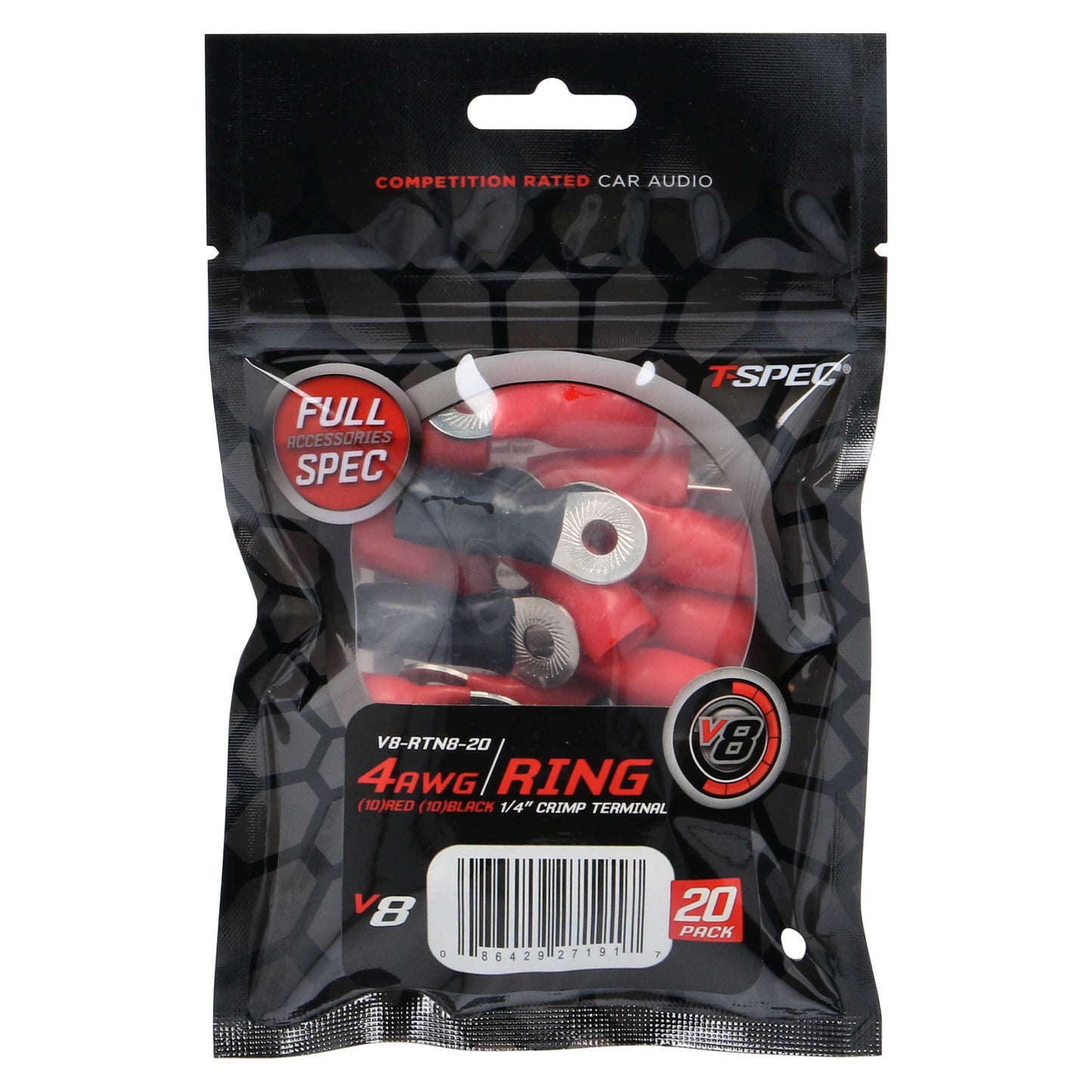 V8 Ring Terminal | 4 AWG | 1/4 in. | 5 Pack