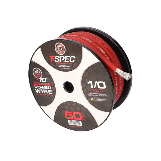 V10 OFC Tinned Power Wire | 1/0 AWG | 50 ft. | Red