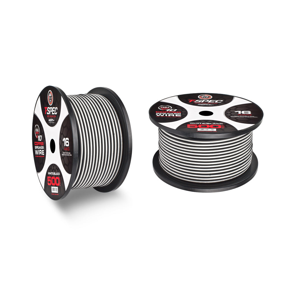 V10 OFC Speaker Wire | 16 AWG | 500 ft. | White/Black