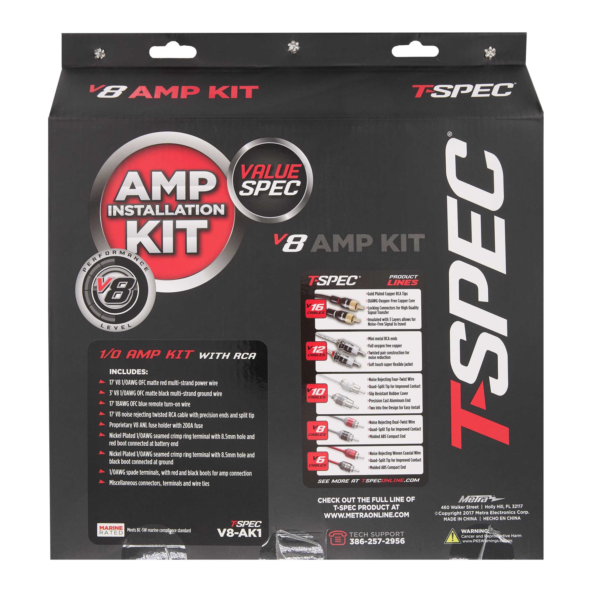 V8 OFC Amp Kit with RCA | 1/0 AWG | 3800W