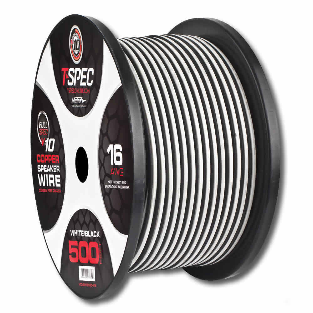 V10 OFC Speaker Wire | 16 AWG | 500 ft. | White/Black