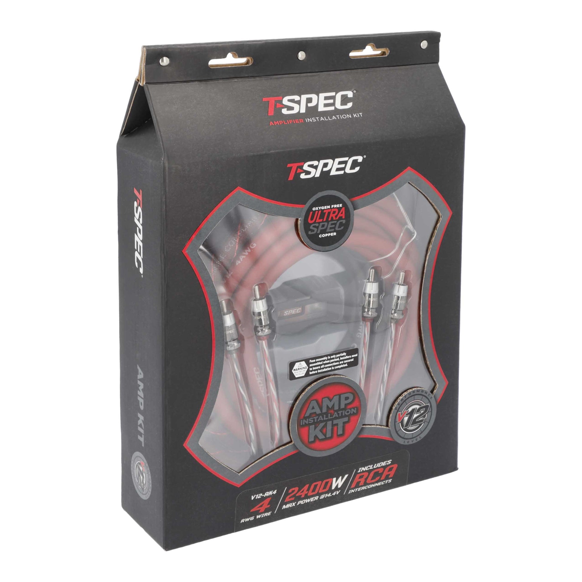 V12 Amp Kit with RCA | 4 AWG | 2400W