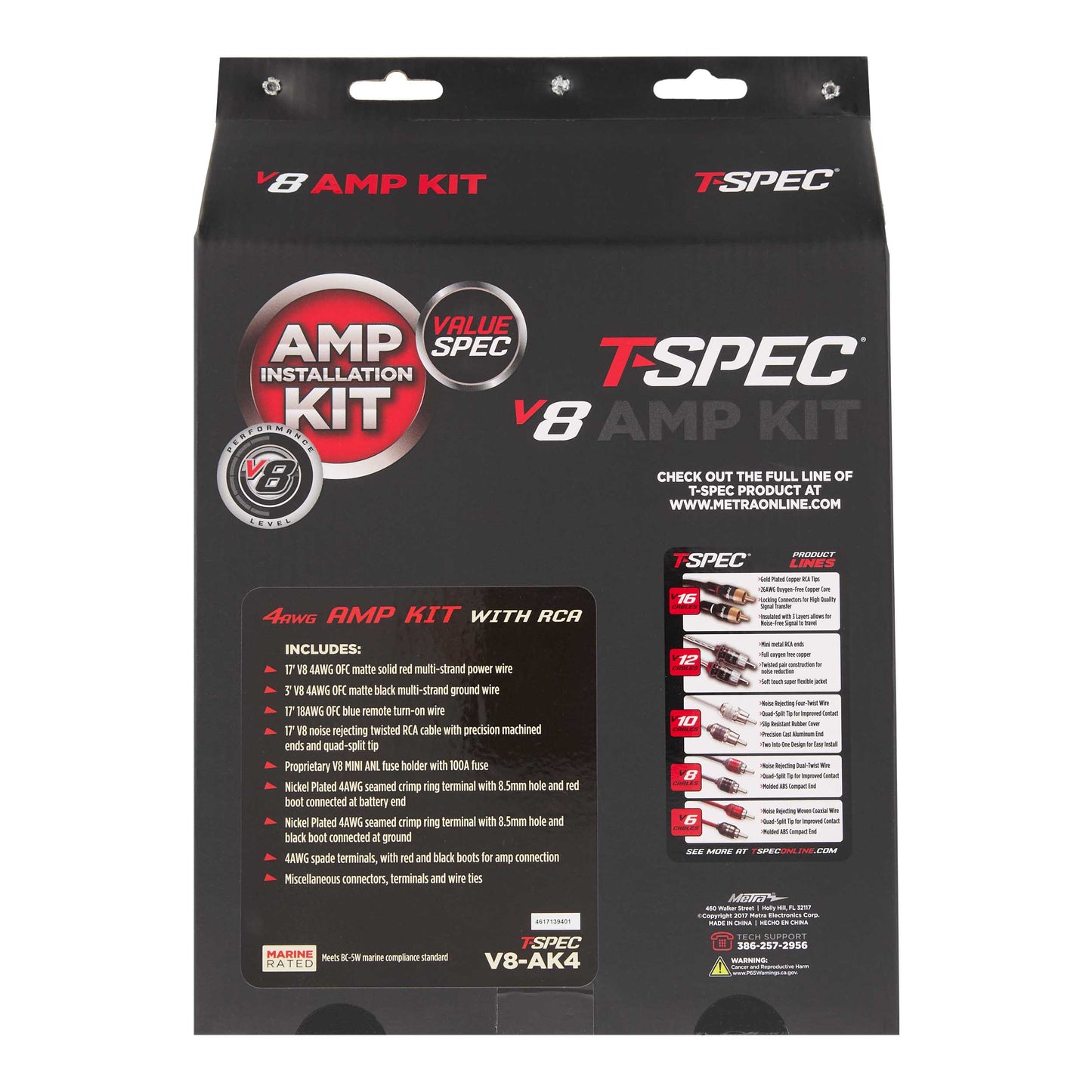 V8 OFC Amp Kit with RCA | 4 AWG | 1500W