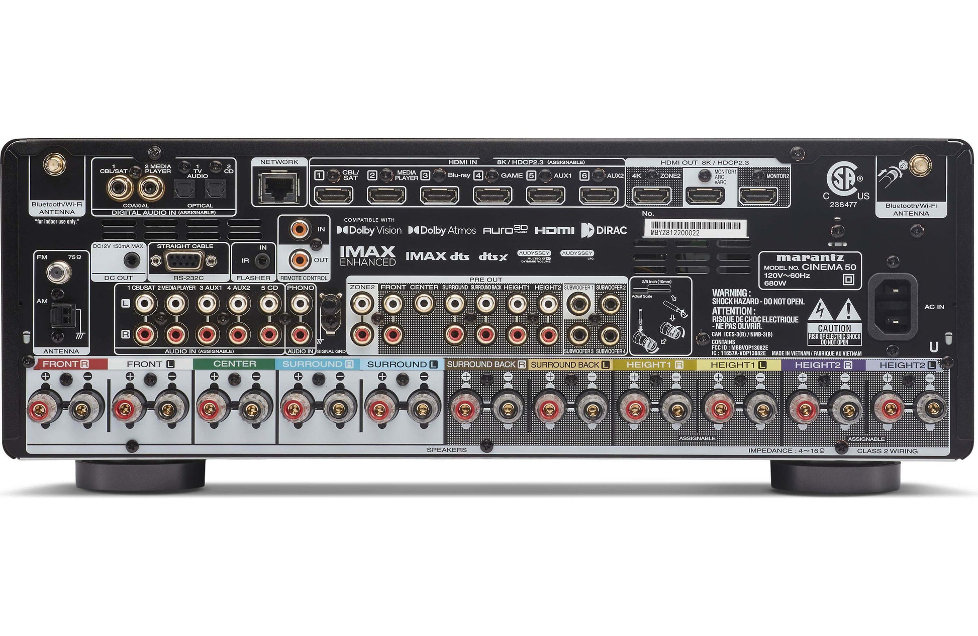 Marantz Cinema 50 9.4 Channel A/V Receiver with Dolby Atmos and Built-In Streaming Open Box