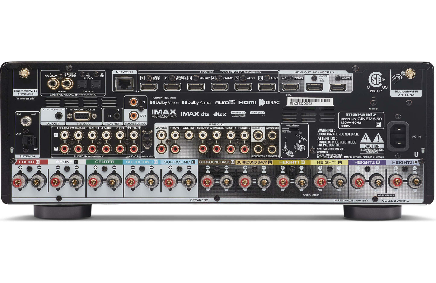 Marantz Cinema 50 9.4 Channel A/V Receiver with Dolby Atmos and Built-In Streaming