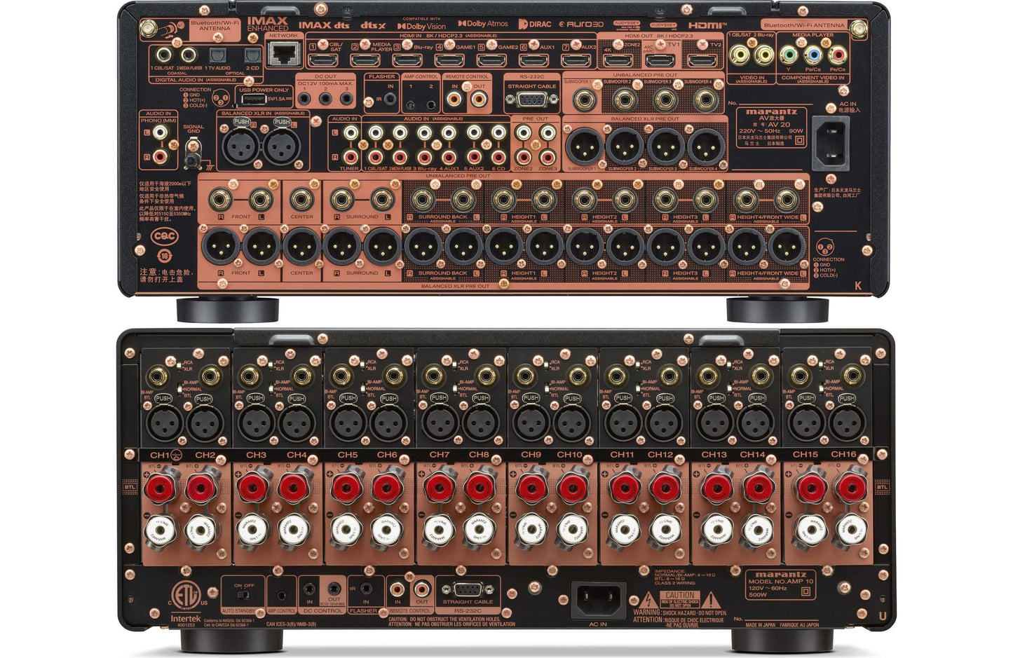 Marantz AV 20 13.4 Channel AV Preamplifier and Marantz AMP 10 16 Channel Power Amplifier Bundle