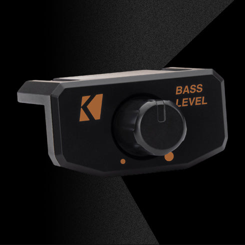 KICKER VXA350.1 amplifier with rugged black enclosure and logo visible on top.