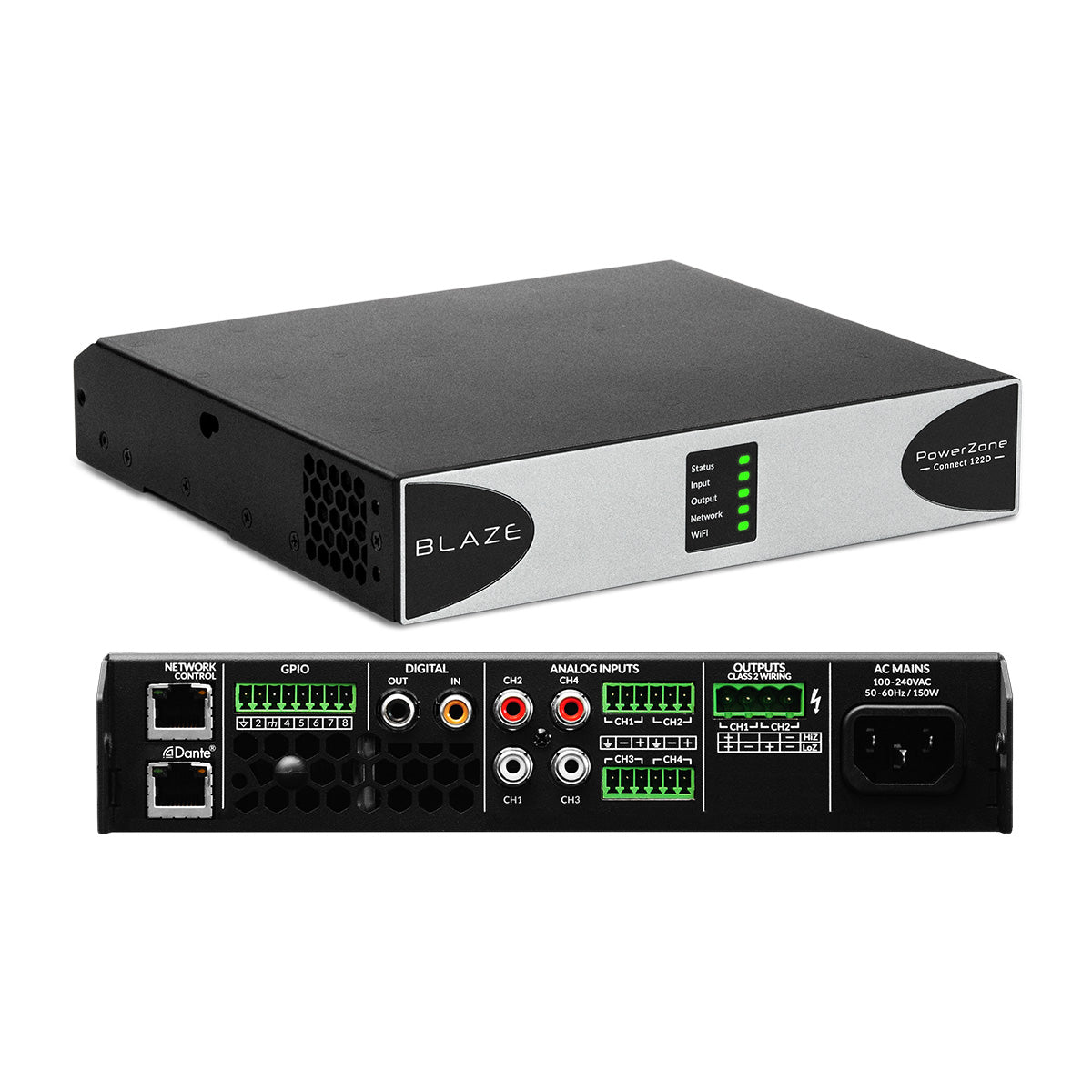 PowerZone Connect -Dante- 14 in 125W 8Ohm-70v 2ch IP Amp