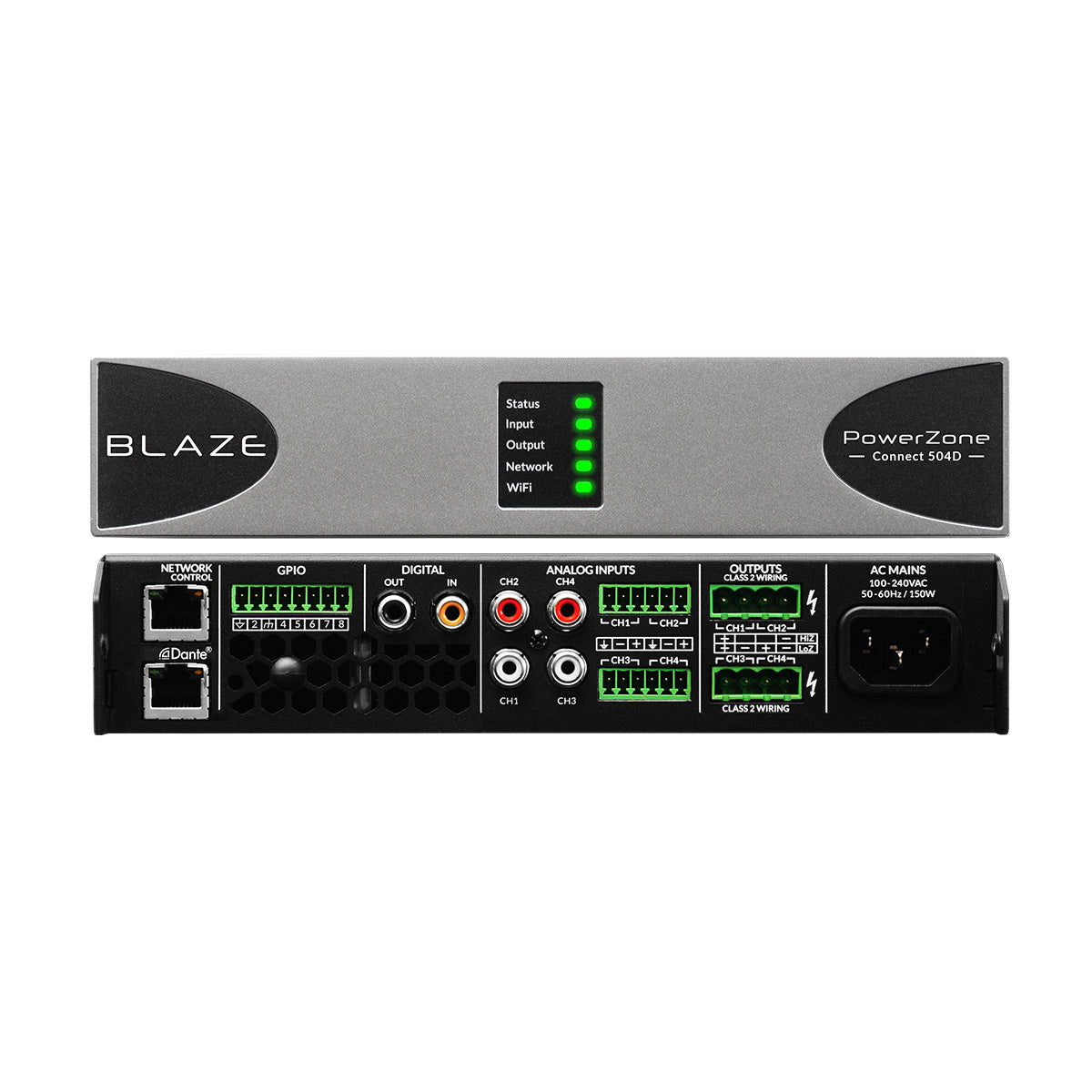 PowerZone Connect -Dante-14 input 500W 8Ohm-70v 4ch IP Amp