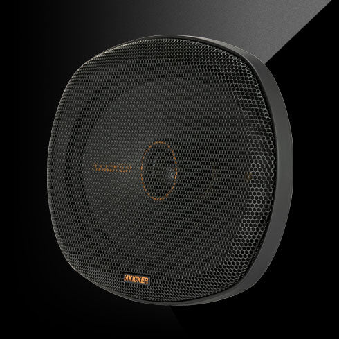 KICKER KS-Series KSC690 6x9-inch coaxial speaker with grille, silk-dome tweeter, and thin-mount design.