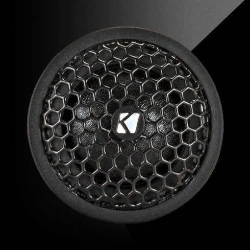 KS-Series 1-inch silk-dome tweeter with honeycomb grille, multiple mounting options, and in-line crossover.