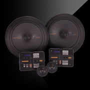 KICKER KS-Series component speaker system with two mids, two tweeters, and compact crossover networks.