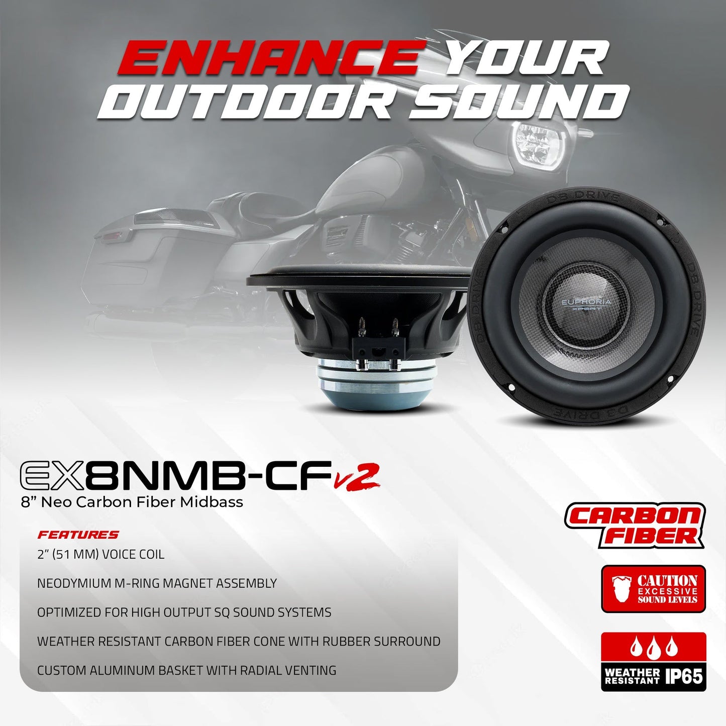DB Drive Euphoria XPERT - EX8NMB-CFV2 : 8 in. NEO Carbon Fiber MidBass